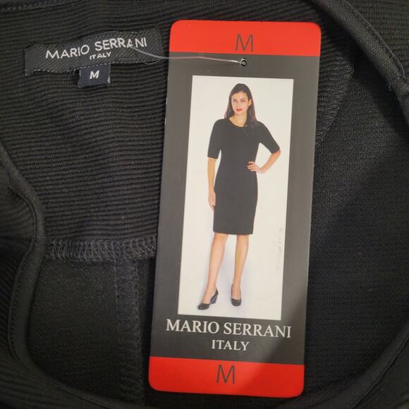 NWT Mario Serrani Womens Black Textured Knit‎ Sheath Dress Medium - Picture 6 of 13